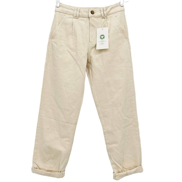 Sezane Women's Organic Textile Manu Trousers Flecked Ecru Pants - Picture 1 of 15